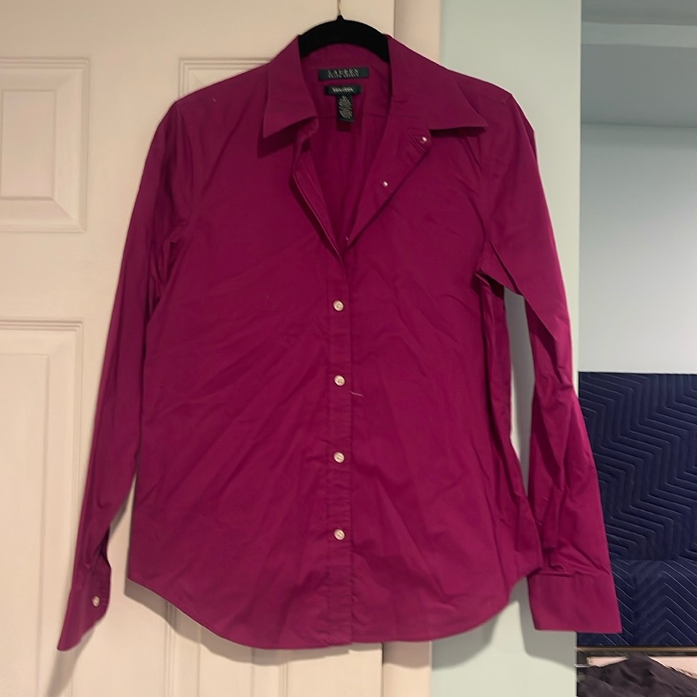 Lauren Ralph Lauren Button Down Shirt Size M Purple/Pink